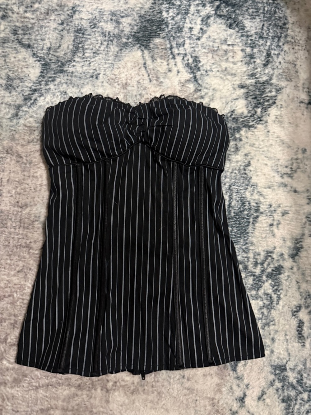 Strapless Black Pinstripe Bustier Top